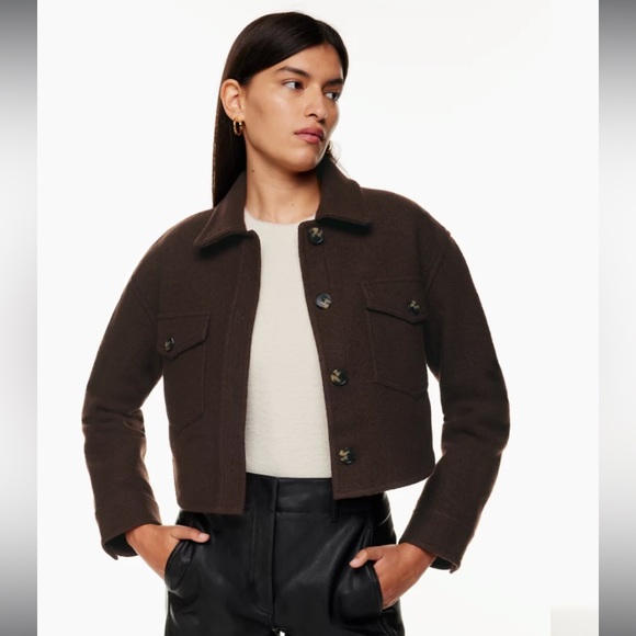 ARITZIA WILFRED FREE GANNA CROPPED JACKET SMALL MOCHA BROWN - Picture 4 of 4